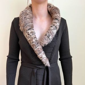 Vintage Fur Collar Elie Tahari Cardigan